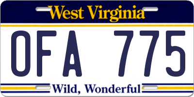 WV license plate OFA775