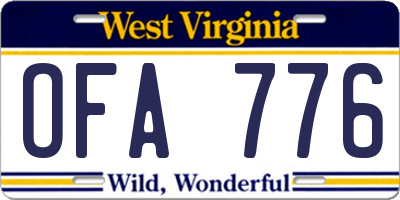 WV license plate OFA776