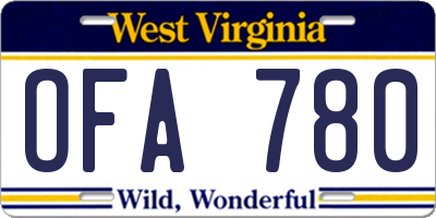 WV license plate OFA780