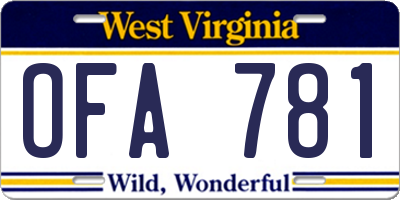 WV license plate OFA781