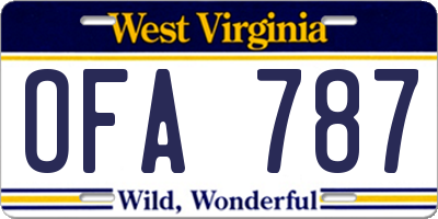 WV license plate OFA787