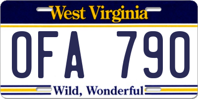 WV license plate OFA790