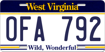 WV license plate OFA792