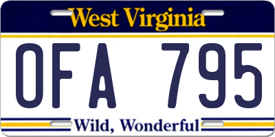 WV license plate OFA795