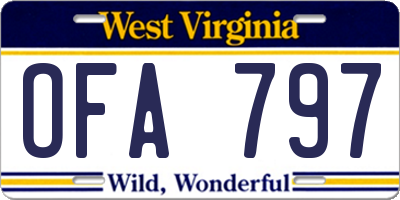 WV license plate OFA797