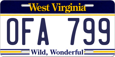 WV license plate OFA799
