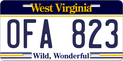 WV license plate OFA823