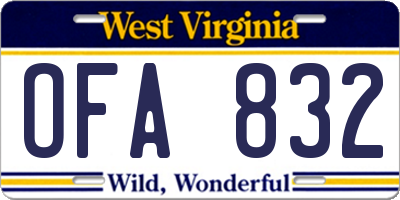 WV license plate OFA832