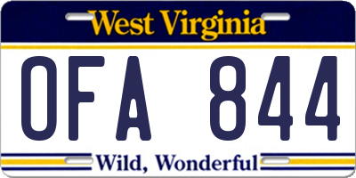 WV license plate OFA844