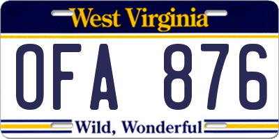 WV license plate OFA876