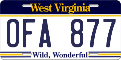 WV license plate OFA877
