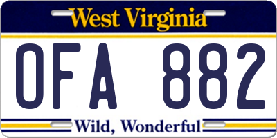 WV license plate OFA882