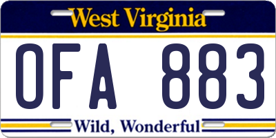 WV license plate OFA883