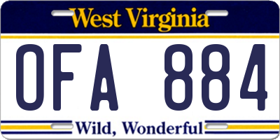 WV license plate OFA884
