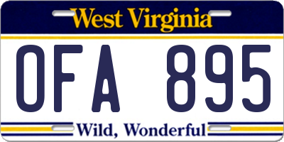 WV license plate OFA895