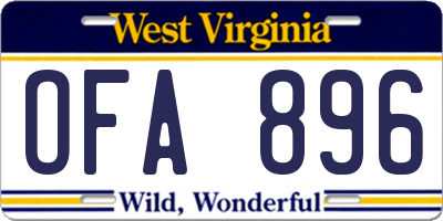 WV license plate OFA896