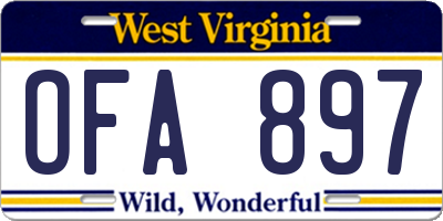 WV license plate OFA897