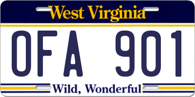 WV license plate OFA901