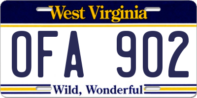 WV license plate OFA902
