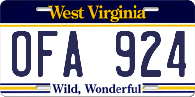 WV license plate OFA924