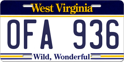 WV license plate OFA936