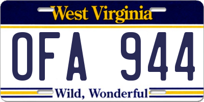 WV license plate OFA944