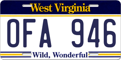WV license plate OFA946