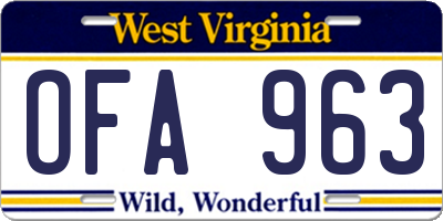 WV license plate OFA963