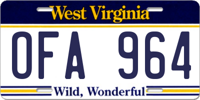 WV license plate OFA964