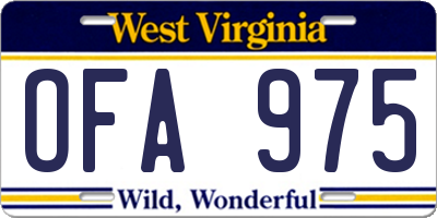 WV license plate OFA975