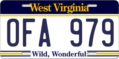 WV license plate OFA979