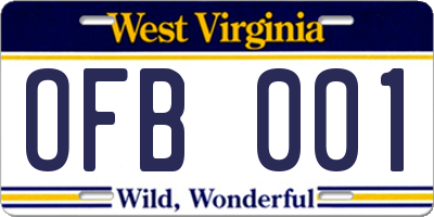 WV license plate OFB001