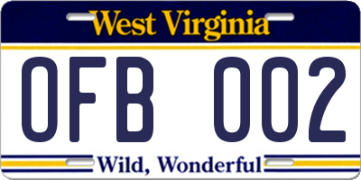 WV license plate OFB002