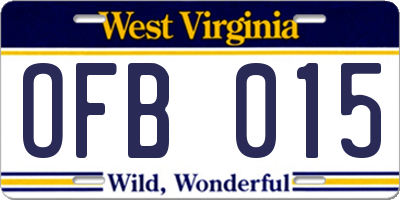 WV license plate OFB015