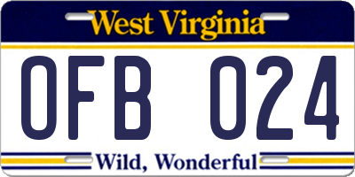 WV license plate OFB024