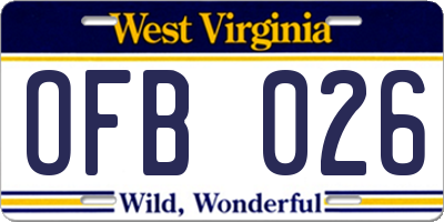 WV license plate OFB026