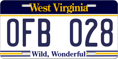 WV license plate OFB028