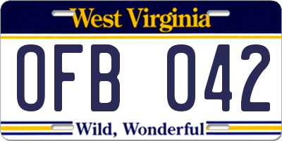 WV license plate OFB042