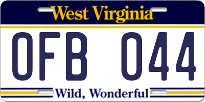 WV license plate OFB044