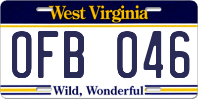 WV license plate OFB046