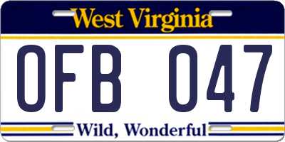 WV license plate OFB047