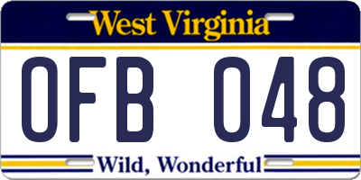 WV license plate OFB048