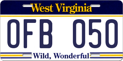WV license plate OFB050