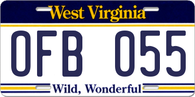 WV license plate OFB055