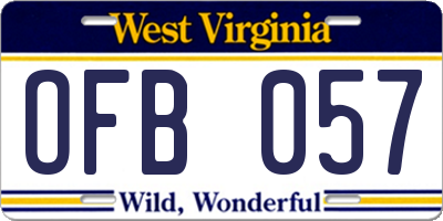 WV license plate OFB057