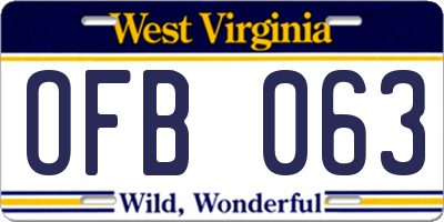 WV license plate OFB063