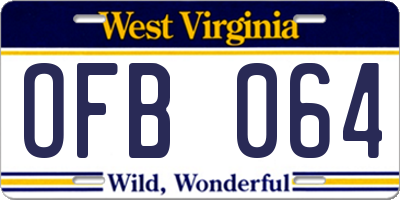 WV license plate OFB064