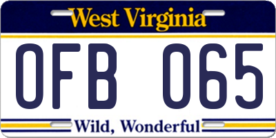 WV license plate OFB065