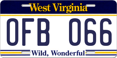WV license plate OFB066
