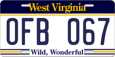 WV license plate OFB067